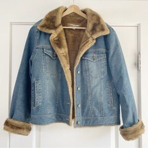 Vintage Marvin Richards Faux Fur Lined Denim Jacket - L